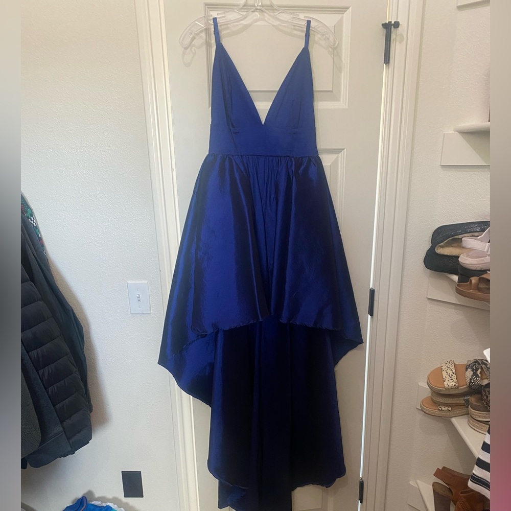 Royal/Navy blue formal dress with high low skirt